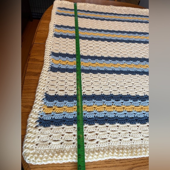 Handmade Baby Blanket - Blue and Yellow Stripe - Picture 6 of 11